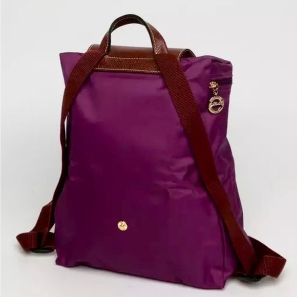 Longchamp Le Pilage Original Backpack Leather Nylon magenta hot pink! - Picture 4 of 8